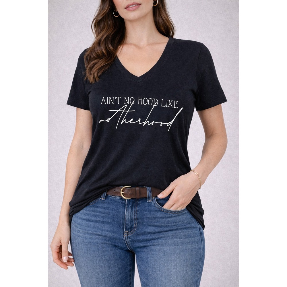 Next‎ Level Ideal T-Shirt Womens XL Black Ain't No Hood Like Motherhood Graphic